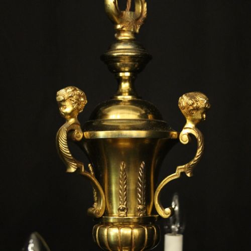 FRENCH GILDED MAZARIN 6 LIGHT ANTIQUE CHANDELIER - ADDITIONAL PHOTO 8
