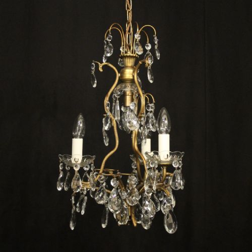 french gilded 4 light birdcage chandelier - CATEGORY: ANTIQUE LIGHTING - DATED 1930