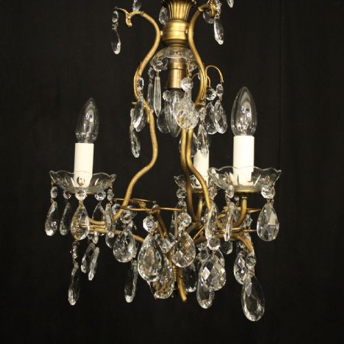 FRENCH GILDED 4 LIGHT BIRDCAGE CHANDELIER - ADDITIONAL PHOTO 1