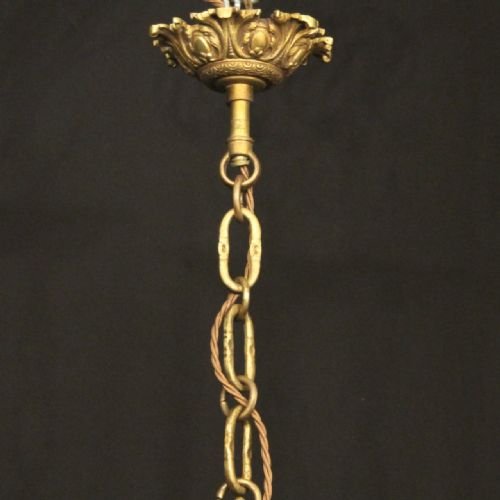 FRENCH GILDED BRONZE 6 LIGHT ANTIQUE CHANDELIER - ADDITIONAL PHOTO 9