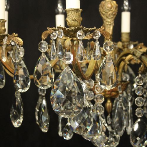 FRENCH GILDED BRONZE CRYSTAL 8 LIGHT ANTIQUE CHANDELIER - ADDITIONAL PHOTO 3