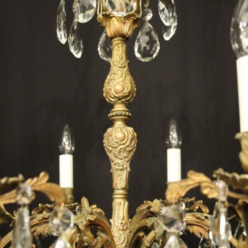 FRENCH GILDED BRONZE CRYSTAL 8 LIGHT ANTIQUE CHANDELIER - ADDITIONAL PHOTO 7