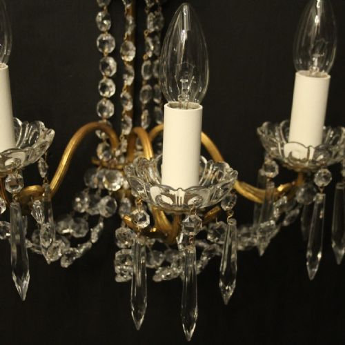 FRENCH PAIR OF CRYSTAL TRIPLE ARM ANTIQUES WALL LIGHTS - ADDITIONAL PHOTO 1