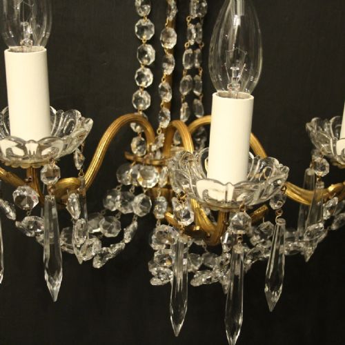 FRENCH PAIR OF CRYSTAL TRIPLE ARM ANTIQUES WALL LIGHTS - ADDITIONAL PHOTO 3