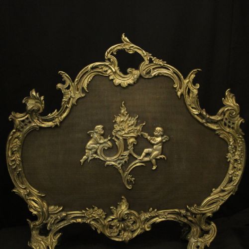 FRENCH GILDED BRONZE ROCOCO ANTIQUE FIRESCREEN - ADDITIONAL PHOTO 1