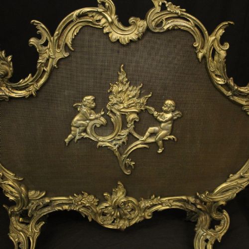 FRENCH GILDED BRONZE ROCOCO ANTIQUE FIRESCREEN - ADDITIONAL PHOTO 4