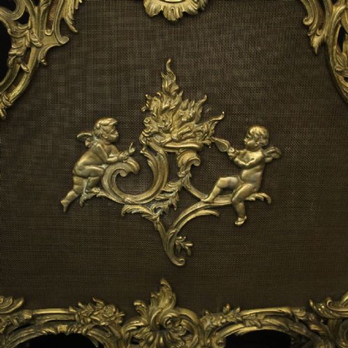 FRENCH GILDED BRONZE ROCOCO ANTIQUE FIRESCREEN - ADDITIONAL PHOTO 5