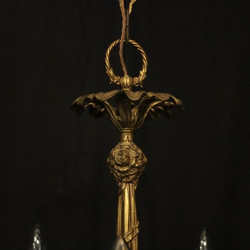 FRENCH PAIR OF GILDED BRASS 12 LIGHT CHANDELIERS - ADDITIONAL PHOTO 8