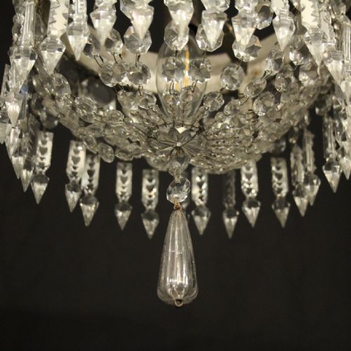 ITALIAN GILTWOOD CRYSTAL SINGLE LIGHT ANTIQUE PLAFFONIER - ADDITIONAL PHOTO 2