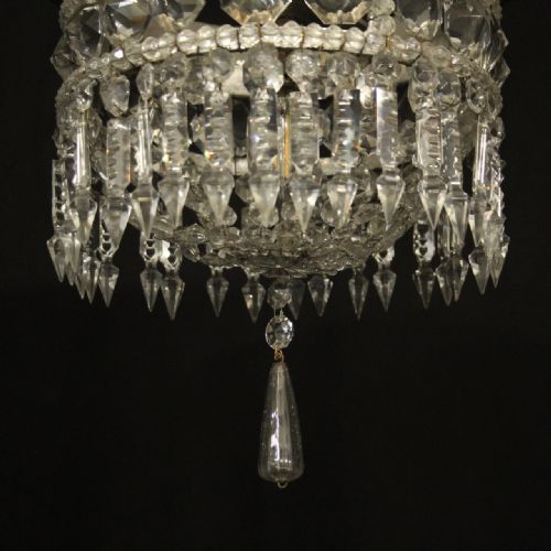ITALIAN GILTWOOD CRYSTAL SINGLE LIGHT ANTIQUE PLAFFONIER - ADDITIONAL PHOTO 4