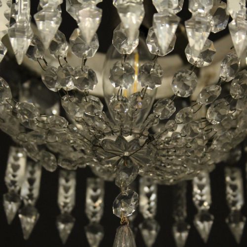 ITALIAN GILTWOOD CRYSTAL SINGLE LIGHT ANTIQUE PLAFFONIER - ADDITIONAL PHOTO 6