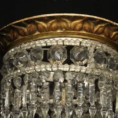ITALIAN GILTWOOD CRYSTAL SINGLE LIGHT ANTIQUE PLAFFONIER - ADDITIONAL PHOTO 8