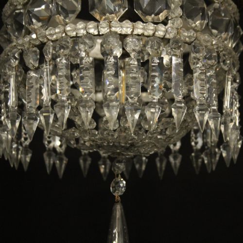 ITALIAN GILTWOOD CRYSTAL SINGLE LIGHT ANTIQUE PLAFFONIER - ADDITIONAL PHOTO 9
