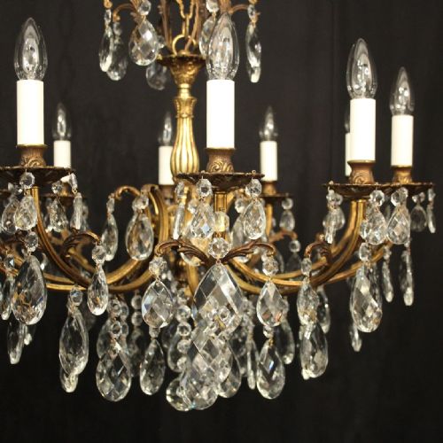 FRENCH GILDED CRYSTAL 10 LIGHT ANTIQUE CHANDELIER - ADDITIONAL PHOTO 1