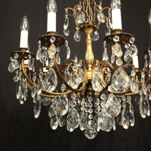 FRENCH GILDED CRYSTAL 10 LIGHT ANTIQUE CHANDELIER - ADDITIONAL PHOTO 2