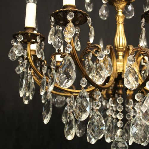 FRENCH GILDED CRYSTAL 10 LIGHT ANTIQUE CHANDELIER - ADDITIONAL PHOTO 3
