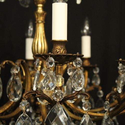 FRENCH GILDED CRYSTAL 10 LIGHT ANTIQUE CHANDELIER - ADDITIONAL PHOTO 4
