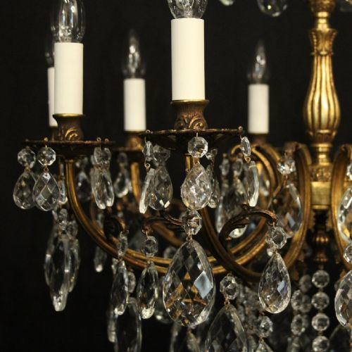 FRENCH GILDED CRYSTAL 10 LIGHT ANTIQUE CHANDELIER - ADDITIONAL PHOTO 5
