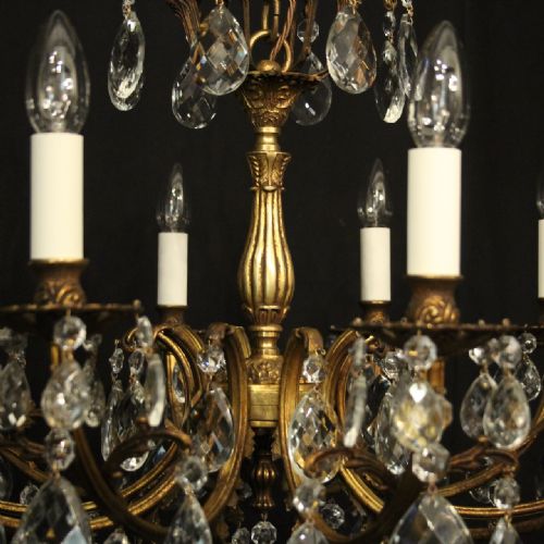 FRENCH GILDED CRYSTAL 10 LIGHT ANTIQUE CHANDELIER - ADDITIONAL PHOTO 6