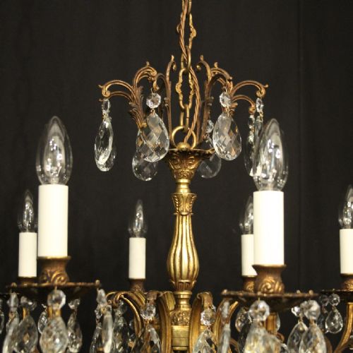FRENCH GILDED CRYSTAL 10 LIGHT ANTIQUE CHANDELIER - ADDITIONAL PHOTO 7