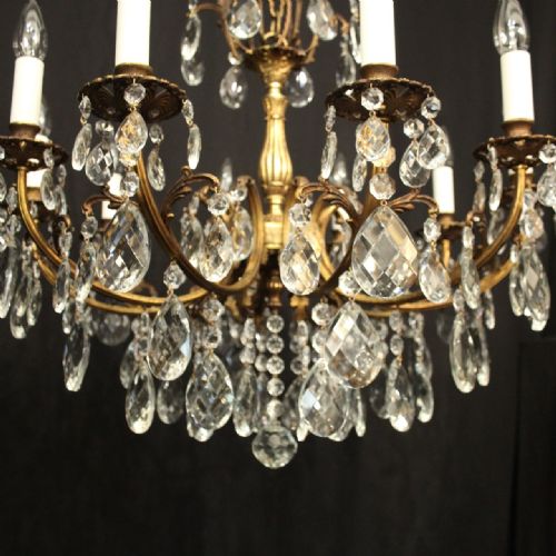FRENCH GILDED CRYSTAL 10 LIGHT ANTIQUE CHANDELIER - ADDITIONAL PHOTO 8