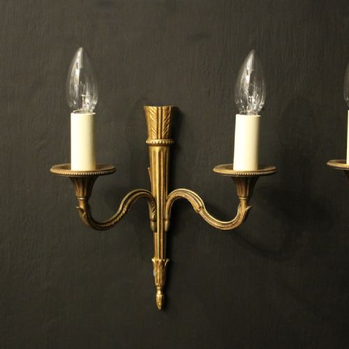 FRENCH PAIR OF GILDED EMPIRE ANTIQUE WALL LIGHTS - ADDITIONAL PHOTO 1