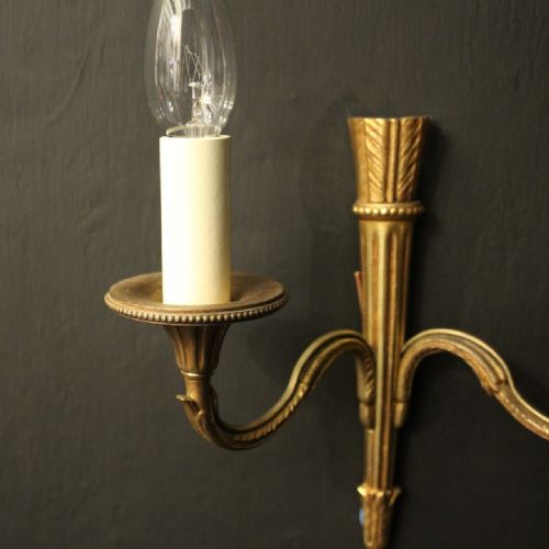 FRENCH PAIR OF GILDED EMPIRE ANTIQUE WALL LIGHTS - ADDITIONAL PHOTO 2