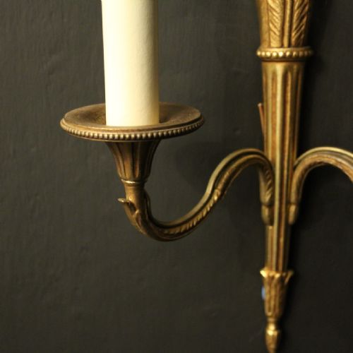 FRENCH PAIR OF GILDED EMPIRE ANTIQUE WALL LIGHTS - ADDITIONAL PHOTO 3