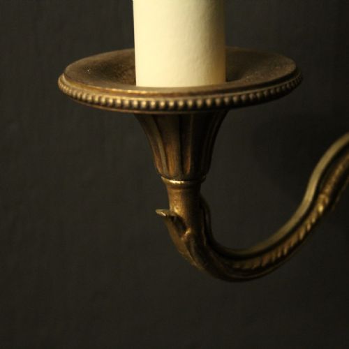 FRENCH PAIR OF GILDED EMPIRE ANTIQUE WALL LIGHTS - ADDITIONAL PHOTO 4