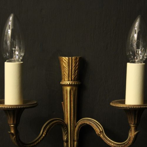 FRENCH PAIR OF GILDED EMPIRE ANTIQUE WALL LIGHTS - ADDITIONAL PHOTO 5