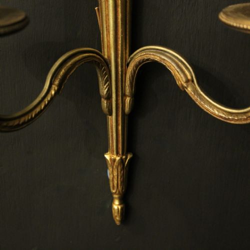 FRENCH PAIR OF GILDED EMPIRE ANTIQUE WALL LIGHTS - ADDITIONAL PHOTO 7