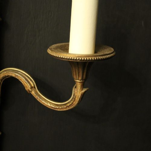 FRENCH PAIR OF GILDED EMPIRE ANTIQUE WALL LIGHTS - ADDITIONAL PHOTO 8
