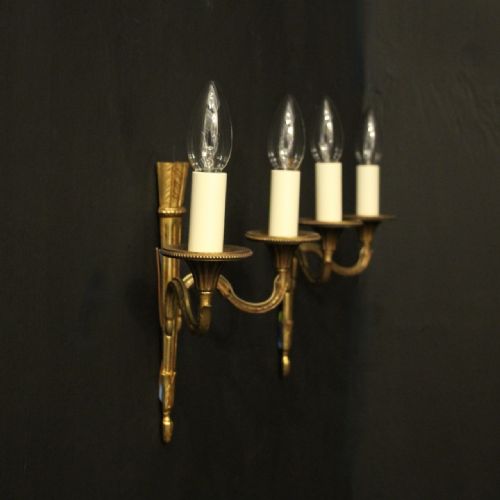 FRENCH PAIR OF GILDED EMPIRE ANTIQUE WALL LIGHTS - ADDITIONAL PHOTO 9