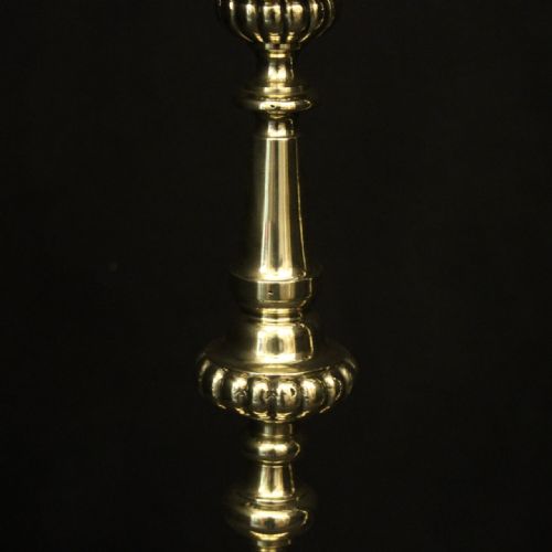 ENGLISH PAIR OF BRASS ANTIQUE TABLE LAMPS - ADDITIONAL PHOTO 4