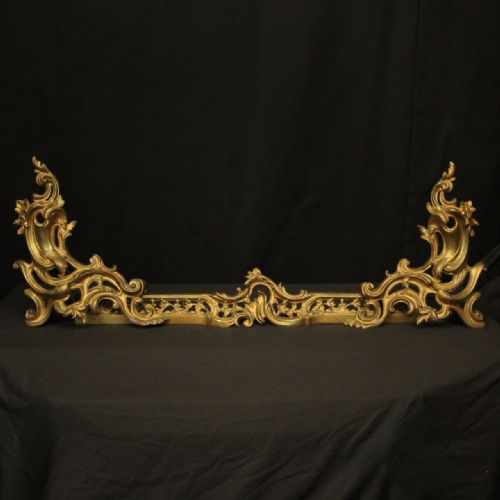 french 19th century gilded bronze extendable fire fender - CATEGORY: ANTIQUE FIREPLACES - DATED 19TH CENTURY