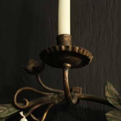 FRENCH SINGLE CANDLE TOLEWARE ANTIQUE WALL LIGHT - ADDITIONAL PHOTO 5