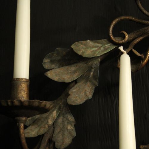FRENCH SINGLE CANDLE TOLEWARE ANTIQUE WALL LIGHT - ADDITIONAL PHOTO 6