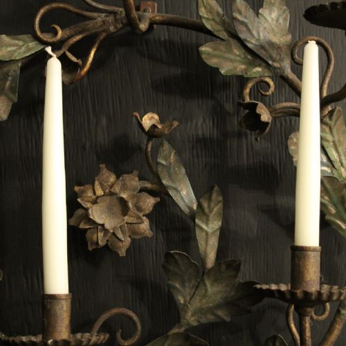 FRENCH SINGLE CANDLE TOLEWARE ANTIQUE WALL LIGHT - ADDITIONAL PHOTO 7