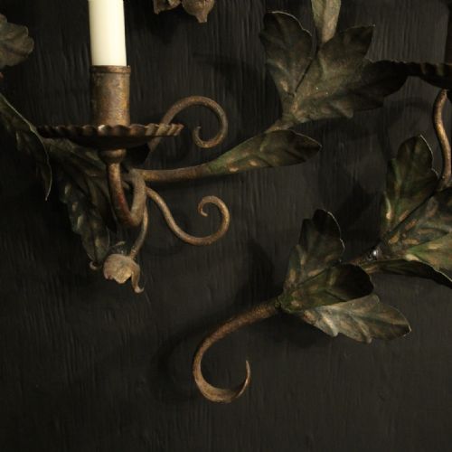 FRENCH SINGLE CANDLE TOLEWARE ANTIQUE WALL LIGHT - ADDITIONAL PHOTO 8