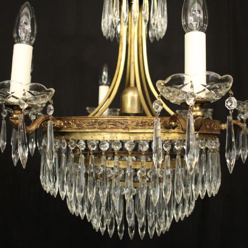 FRENCH GILDED 7 LIGHT TENT WATERFALL CHANDELIER - ADDITIONAL PHOTO 1