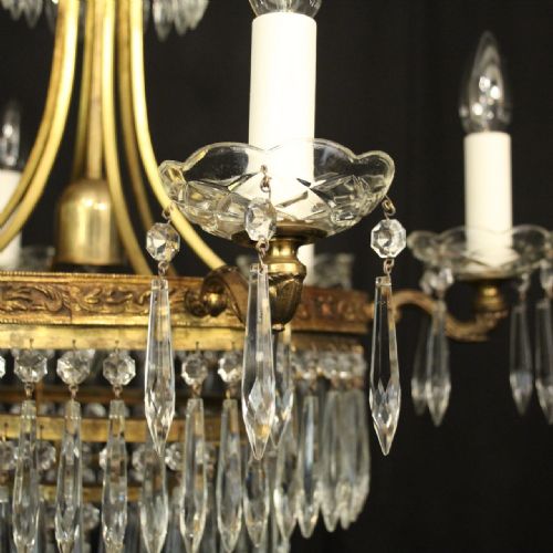 FRENCH GILDED 7 LIGHT TENT WATERFALL CHANDELIER - ADDITIONAL PHOTO 3
