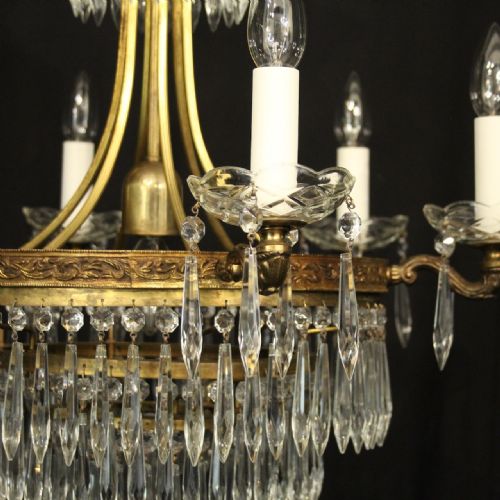 FRENCH GILDED 7 LIGHT TENT WATERFALL CHANDELIER - ADDITIONAL PHOTO 4