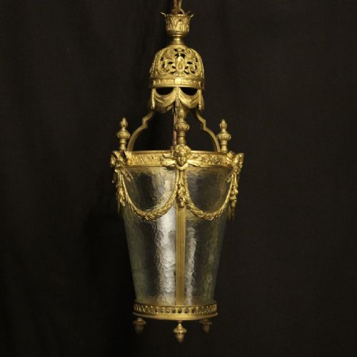 english 19th century bronze antique hall lantern - CATEGORY: ANTIQUE LIGHTING - DATED 19TH CENTURY