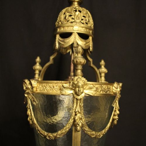 ENGLISH 19TH CENTURY BRONZE ANTIQUE HALL LANTERN - ADDITIONAL PHOTO 2