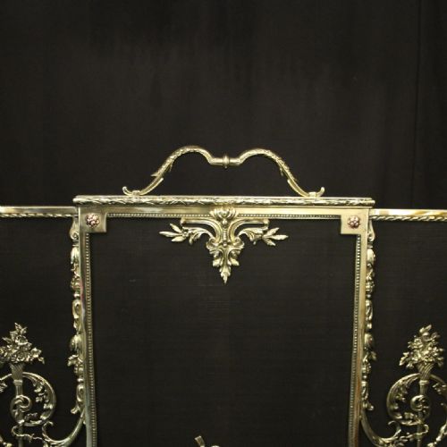 FRENCH LARGE BRASS ANTIQUE FIRESCREEN - ADDITIONAL PHOTO 1