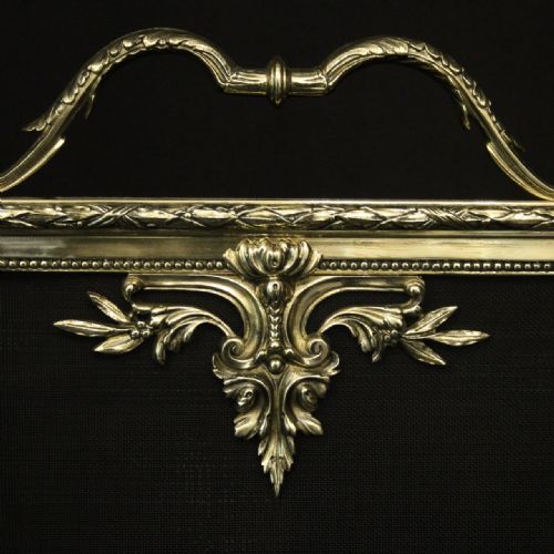 FRENCH LARGE BRASS ANTIQUE FIRESCREEN - ADDITIONAL PHOTO 3