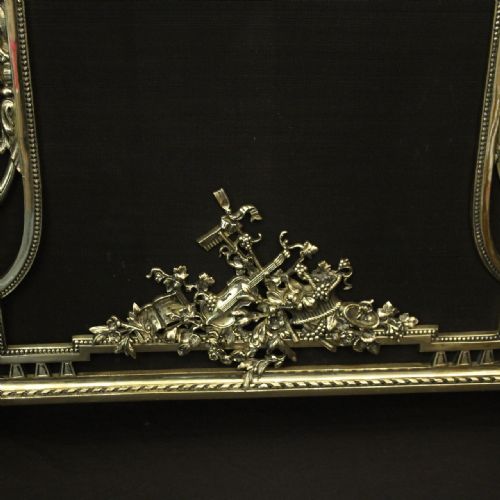 FRENCH LARGE BRASS ANTIQUE FIRESCREEN - ADDITIONAL PHOTO 4