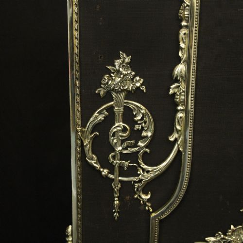 FRENCH LARGE BRASS ANTIQUE FIRESCREEN - ADDITIONAL PHOTO 5