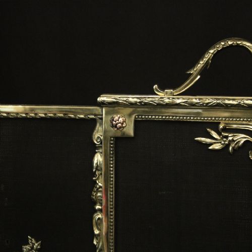 FRENCH LARGE BRASS ANTIQUE FIRESCREEN - ADDITIONAL PHOTO 6