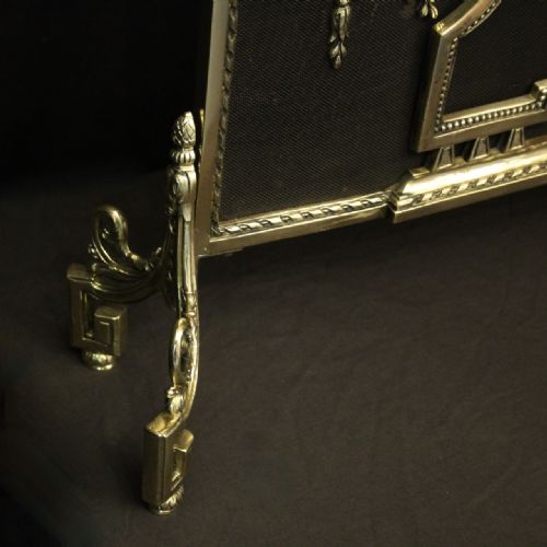 FRENCH LARGE BRASS ANTIQUE FIRESCREEN - ADDITIONAL PHOTO 9